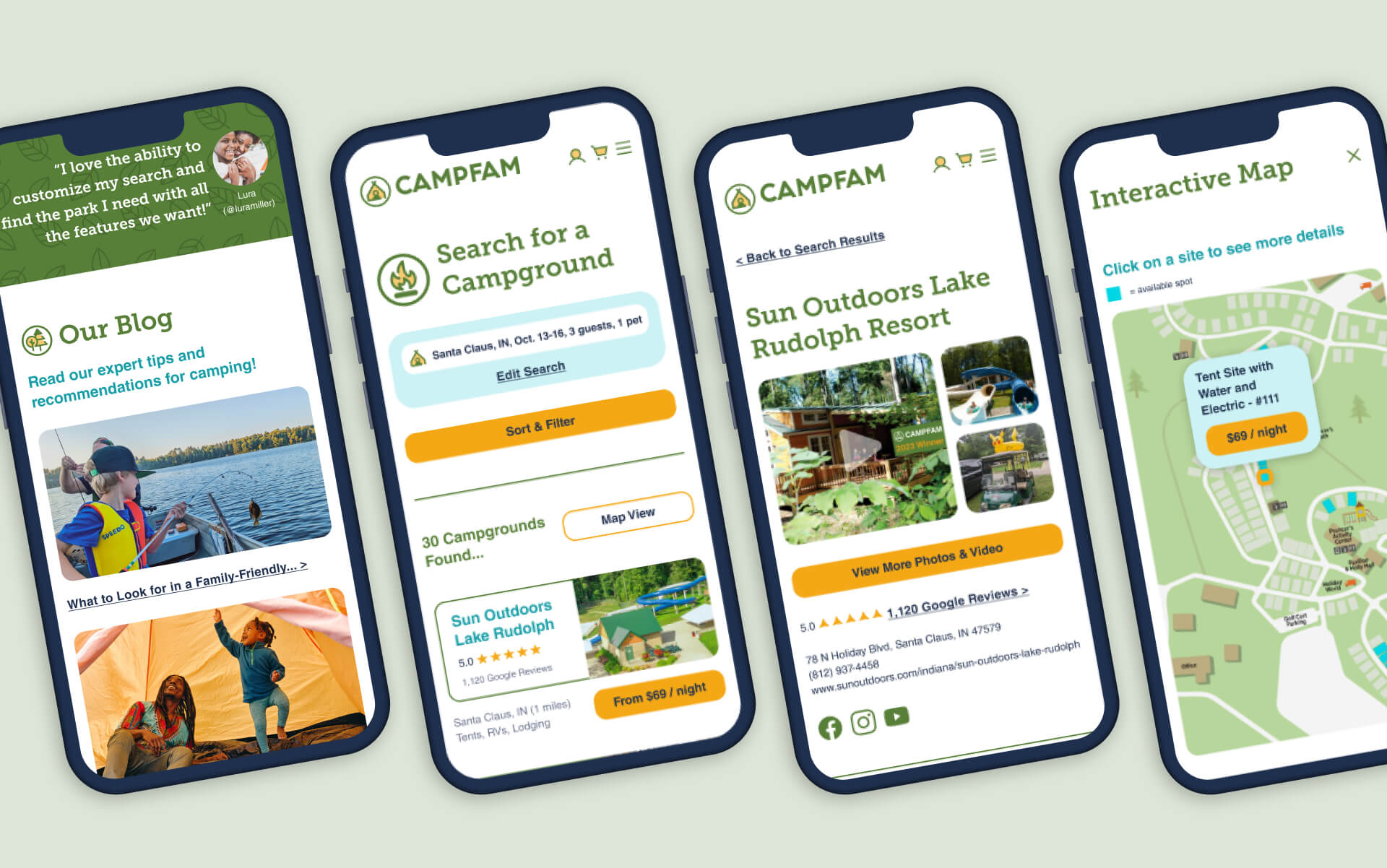 CampFam mobile mockups