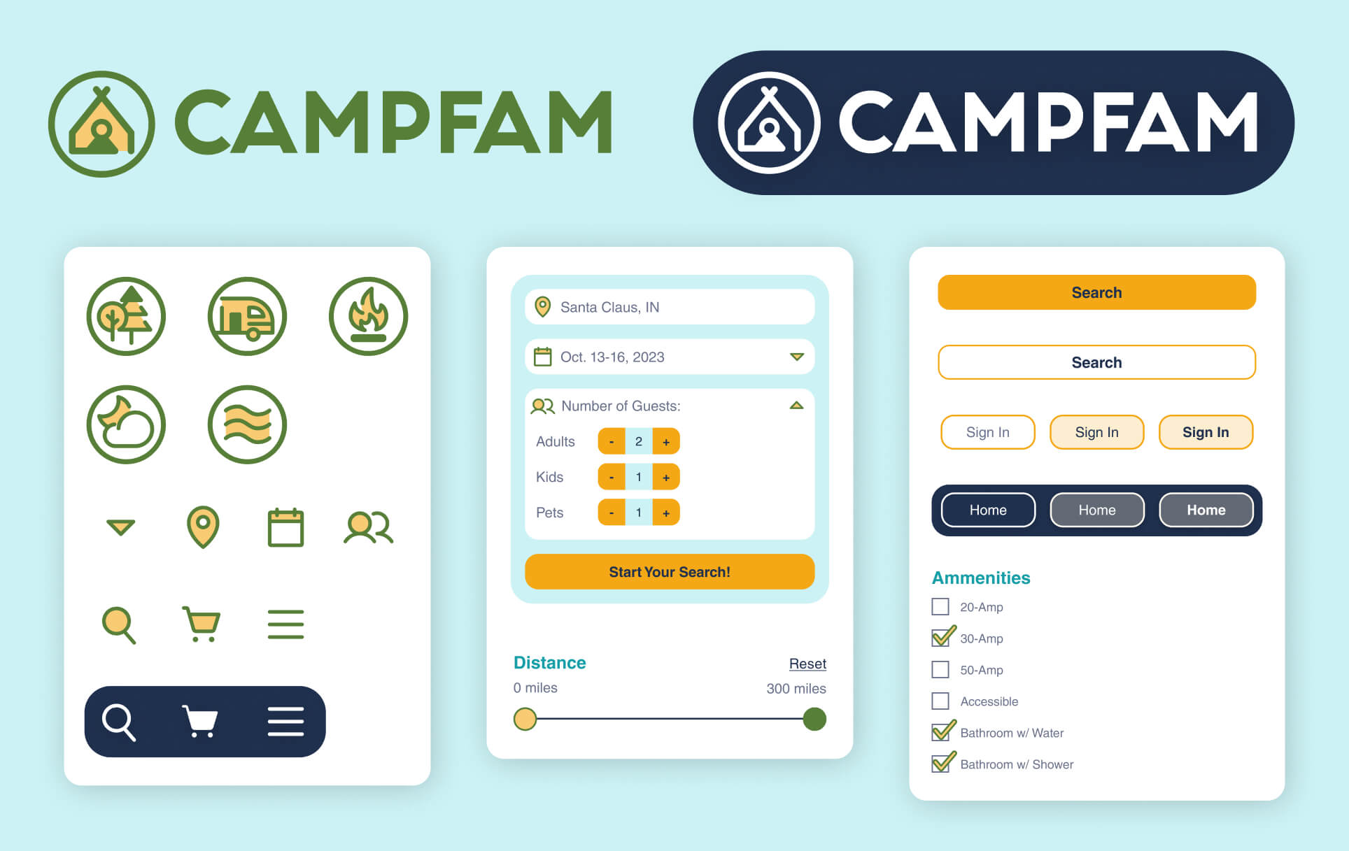 CampFam logos, icons and buttons