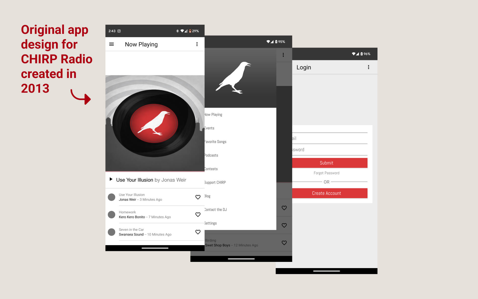 CHIRP old app design